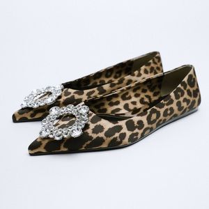 Zara embellished rhinestone animal Cheetah print ballet flats bejeweled